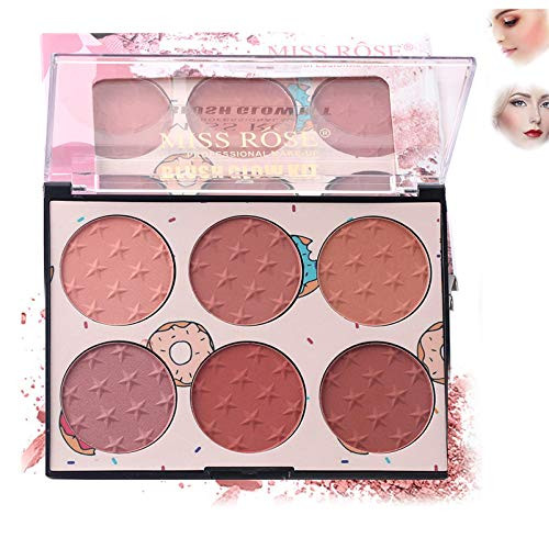 MISS ROSE Makeup 6 Colors Transparent Naturel Matte Shimmer Long Lasting Blush Palette