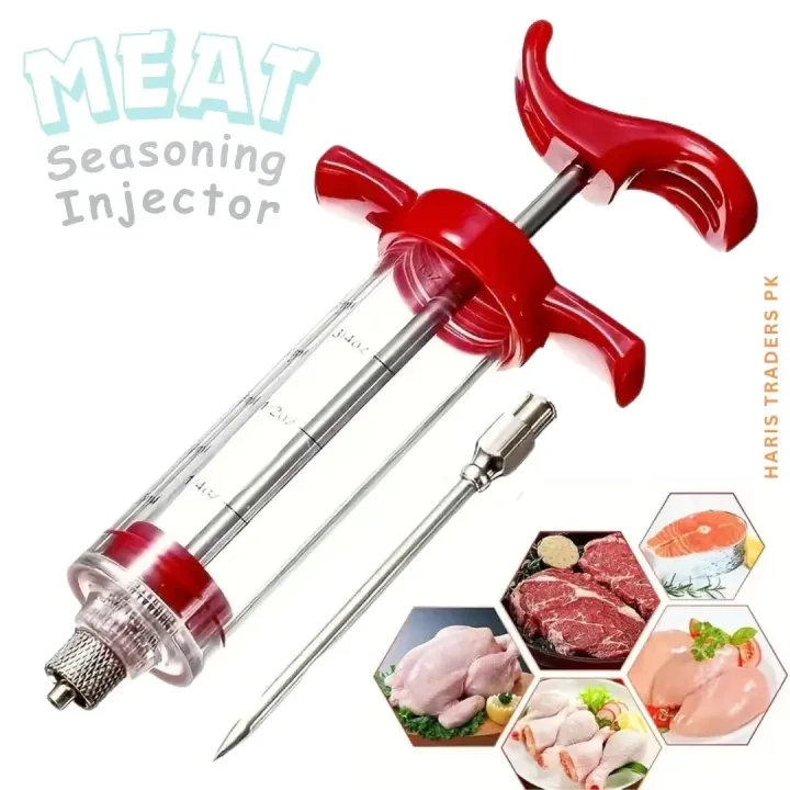 Meat injector BBQ Marinade Seasoning Injector Stainless Steel Needle Professional Chef Tool Meat Marinade Flavor Injector (30ml) BBQ Tool.