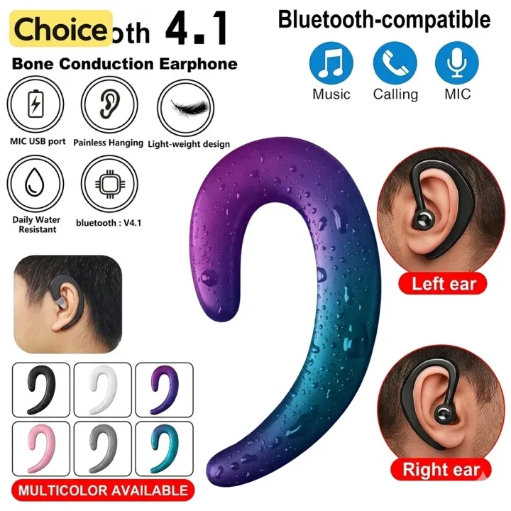 S109 Wireless Bluetooth 5.0 Universal Hook Earphones Sports Business Single Ear Headset Handsfree headphones With Mic By Choice