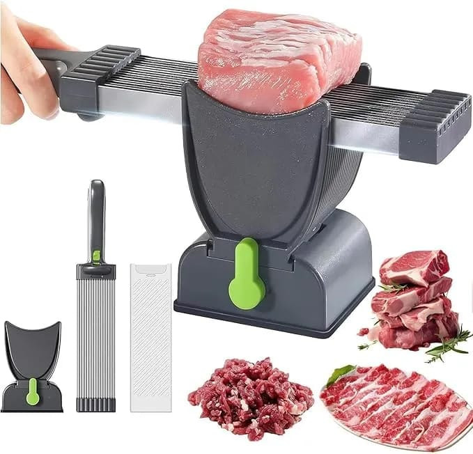 Meat Slicer for Fresh Raw Meat, Steak Slicer, Meal Prep, Thickness Adjustable 2 or 4 mm Manual Cutter, Quick Slice Slicing Shredding, Beef Pork Mutton for Home Cooking BBQ Hot Pot.